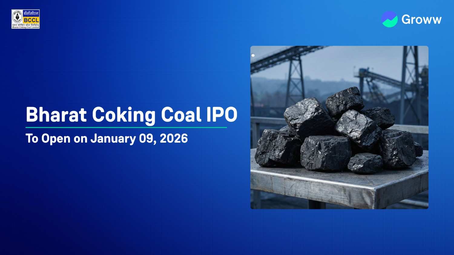 Bharat Coking Coal (BCCL) IPO To Open On January 9; Check GMP, Price Band, and Key Details