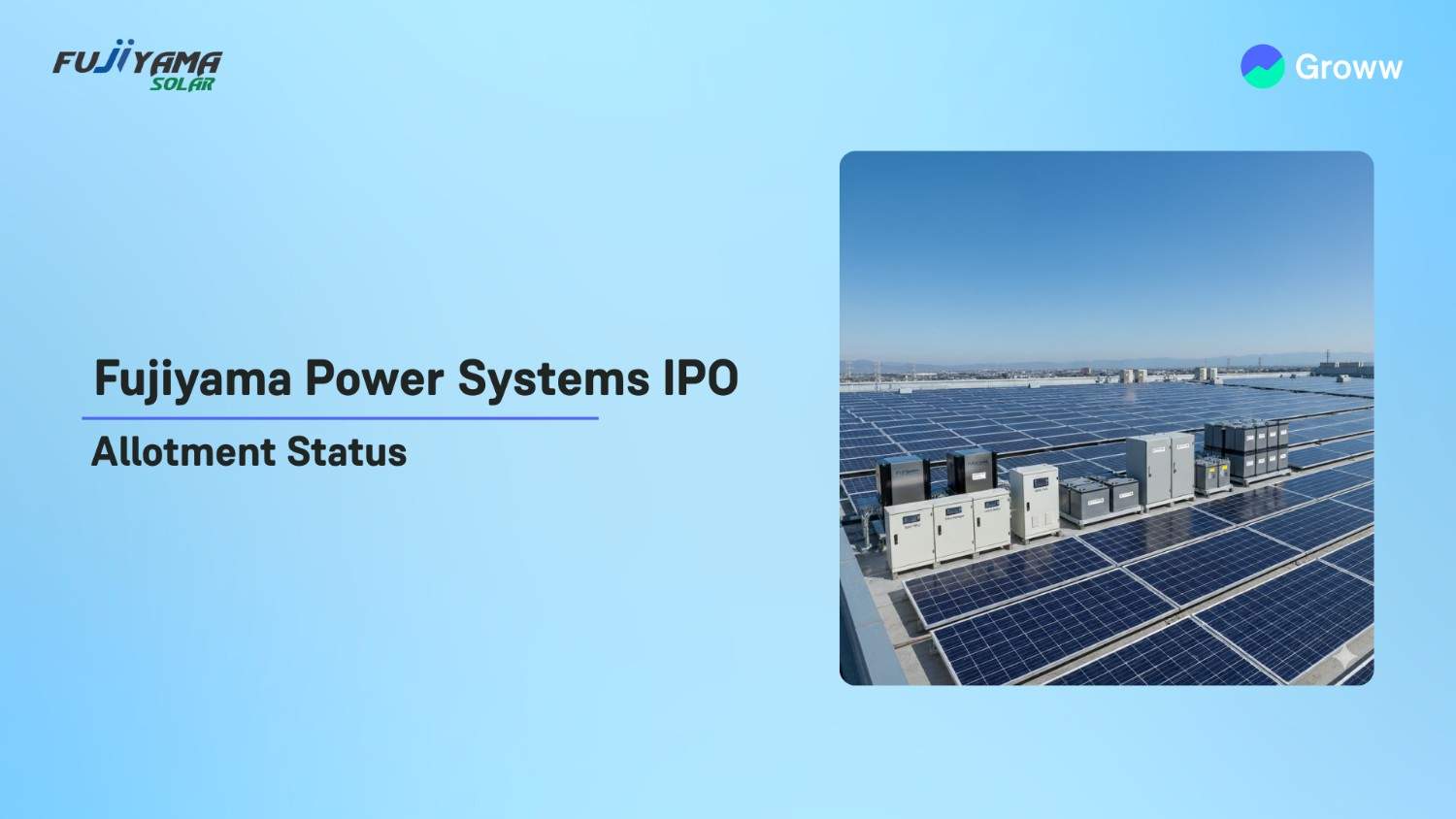 Fujiyama Power Systems IPO Allotment Status: Check Steps To Verify Status