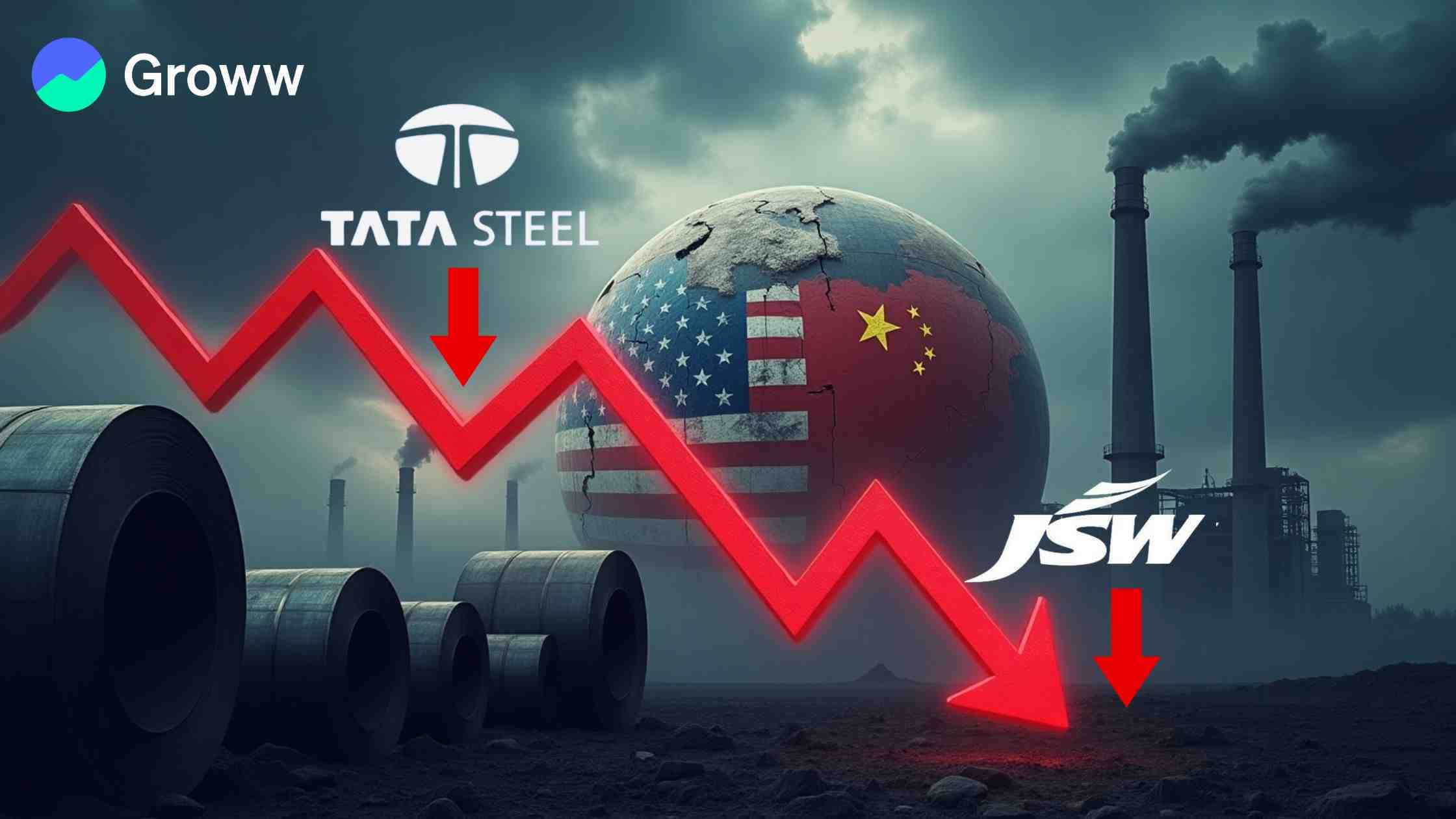 Tata Steel, JSW Steel Slide Amid US-China Trade War Fears, Tata Steel declines by 0.54%, JSW by 1.01%