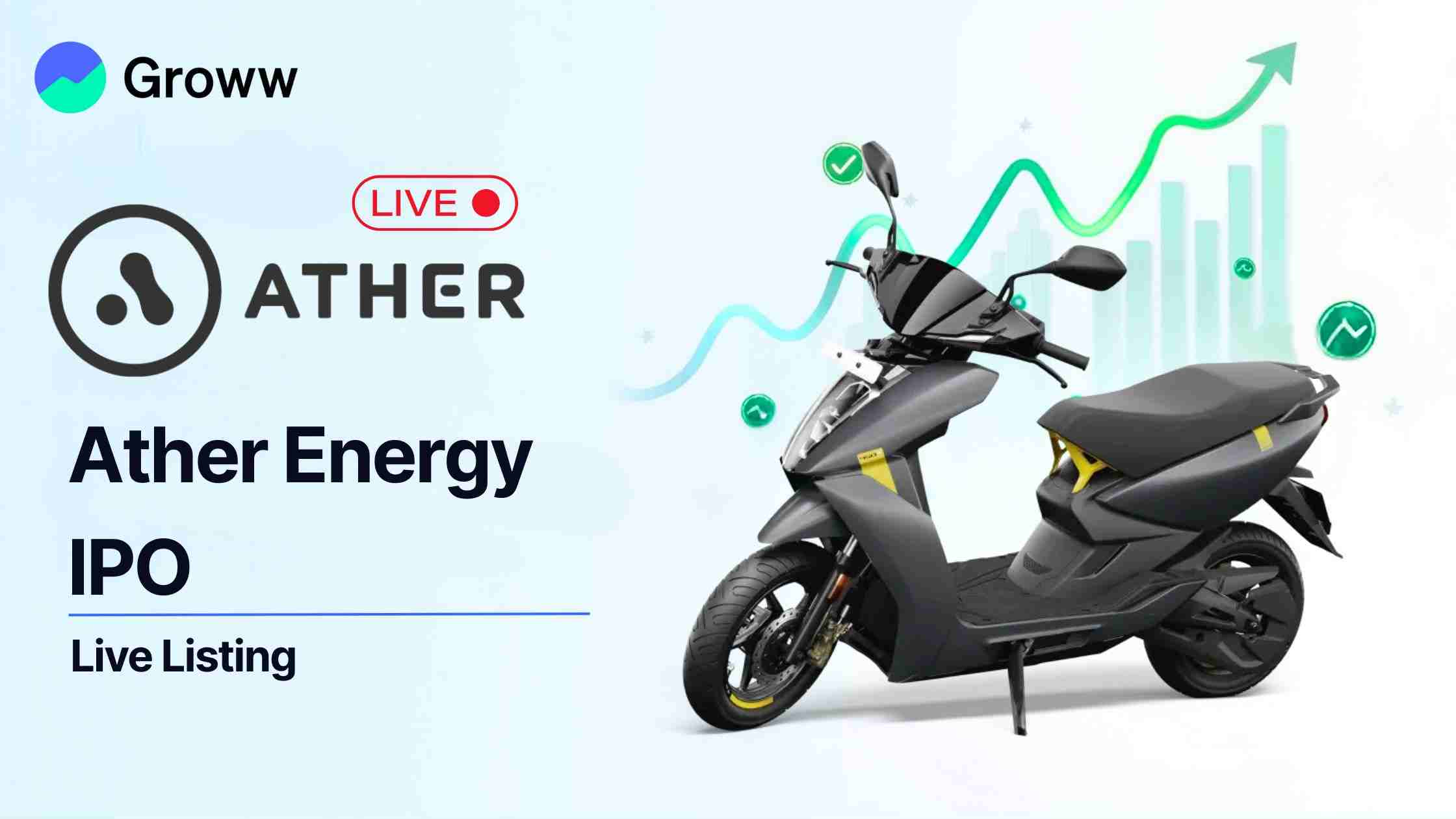Ather Energy Makes Modest Stock Market Debut at ₹328, Up 2.18% from Issue Price On NSE: Check Live Updates Here.